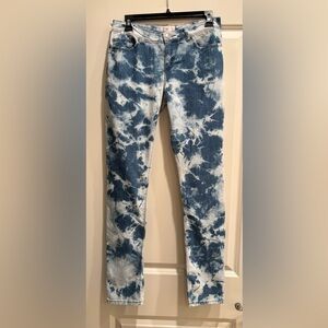 OP Blue and White Straight Leg acid washed Jeans.